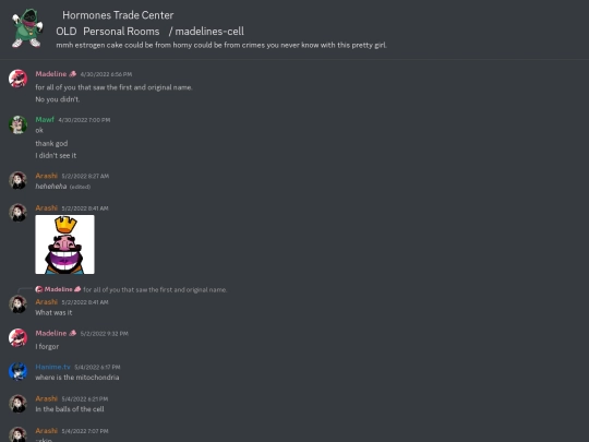 discord archives/🧦Hormones Trade Center👛 - OLD🧣Personal Rooms🧣 - madelines-cell [970096290589474900] screenshot